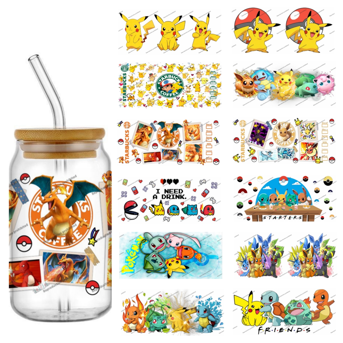 Pokemon pattern UV DTF cup wra - Rdta Tank Glass avis et prix