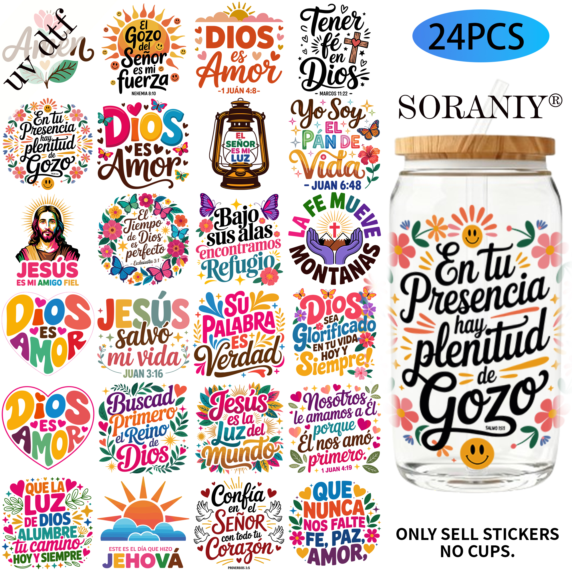 24PCS/Set Spanish Bible Verse  - Rdta Tank Glass avis et prix