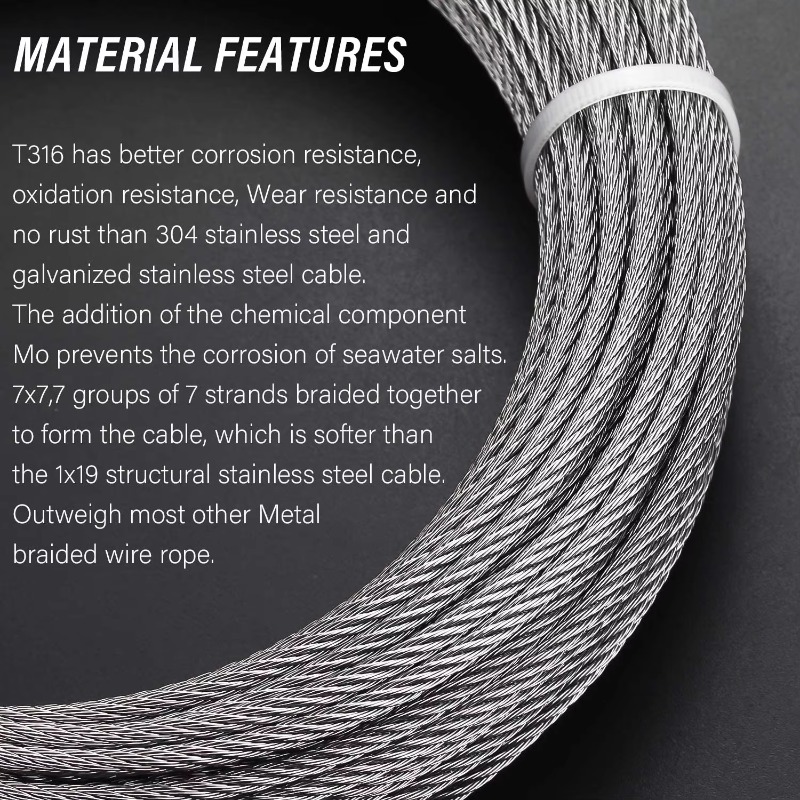 Wire Rope 7X19 Diameter 3.18mm - Stainless Wire Ss316 avis et prix