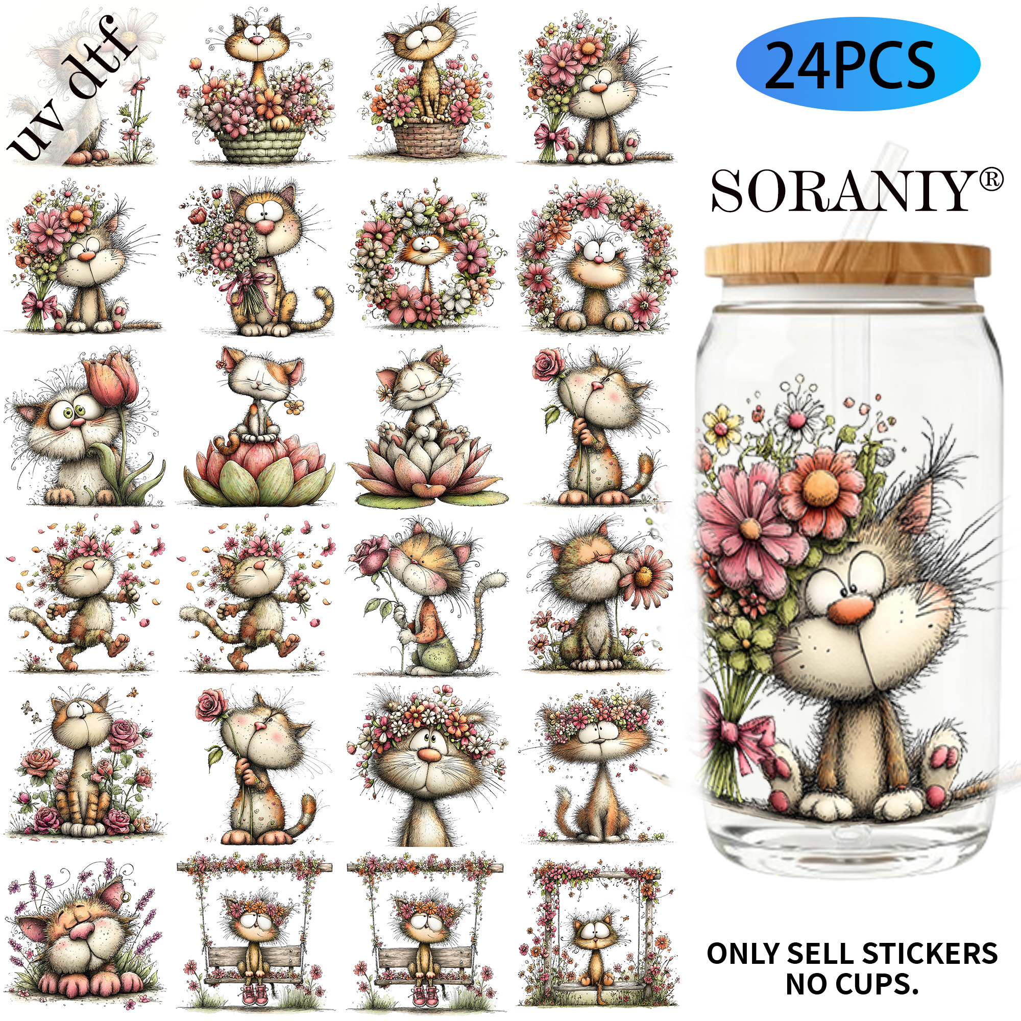 24PCS/Set Whimsical Floral Cat - Rdta Tank Glass avis et prix