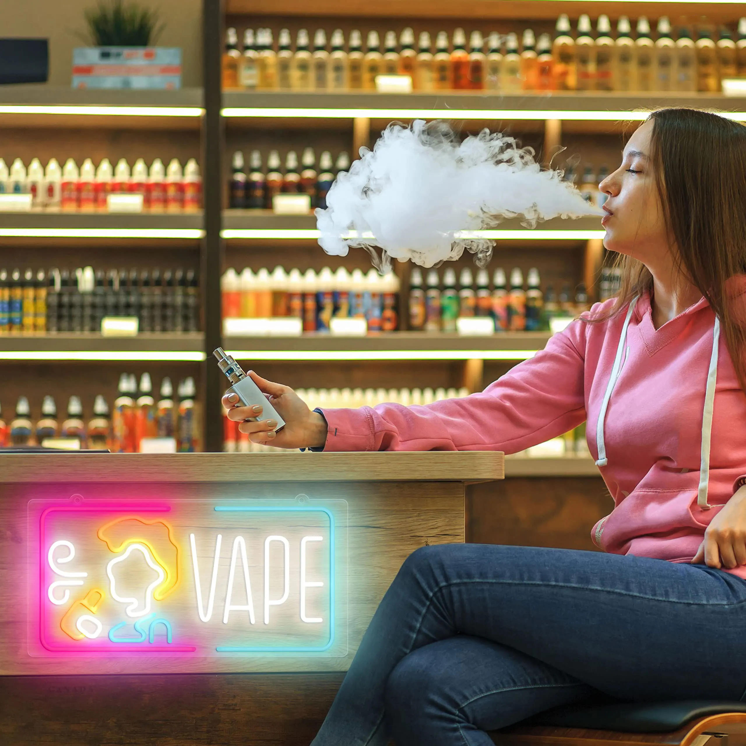 Vape Neon Sign Dimmable Smoke  - Vaping Shop avis et prix